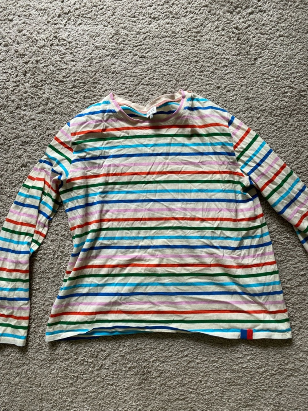 KULE the Modern Long-Sleeve Tee with Rainbow Stripes